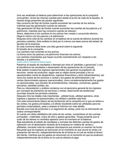 Como Leer O Interpretar Los Estados Financieros PDF