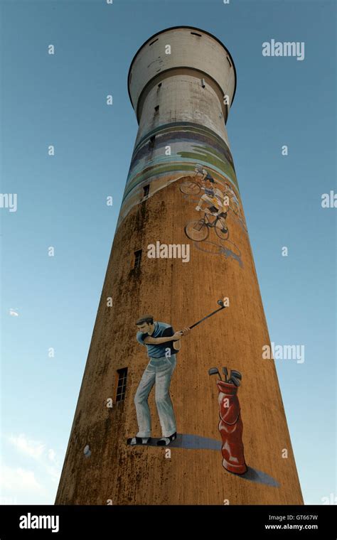 Painted Water Tower Vendee France Stock Photo Alamy