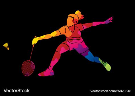 Badminton Female Player Action Graphic Royalty Free Vector