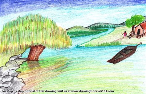 How To Draw A River With Colored Pencils How To Draw With Crayons