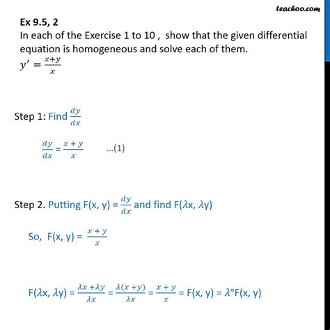 Ex 9 5 2 Show Homogeneous Y X Y X Chapter 9 Class 12