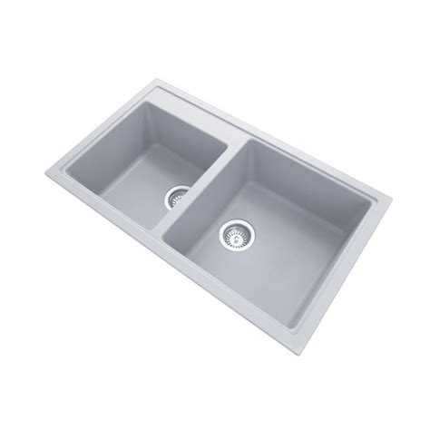860 X 500mm Carysil Concrete Grey Double Bowl Granite Kitchen Sink In