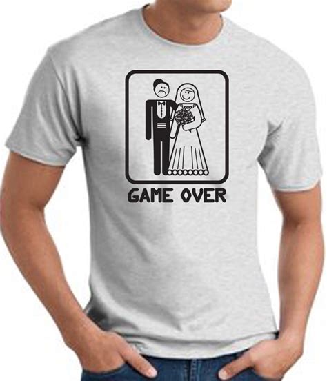 Game Over T Shirt Funny Marriage Bride Groom Ash Tee Black Print