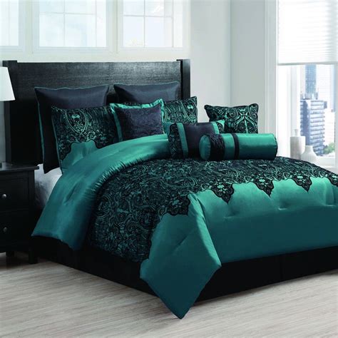 Mischa Teal 10 Piece Embroidered Comforter Set 20000 From Comforter Sets