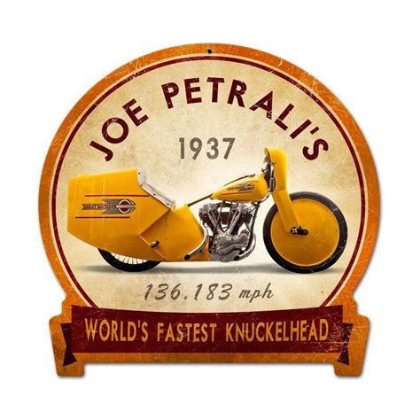 Joe Petrali 1937 Motorcycle 15 X 16 Inches Garage Metal Sign Etsy In