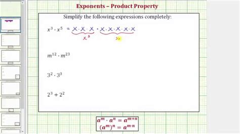 Ex Simplify Exponential Expressions Using The Product Property Of
