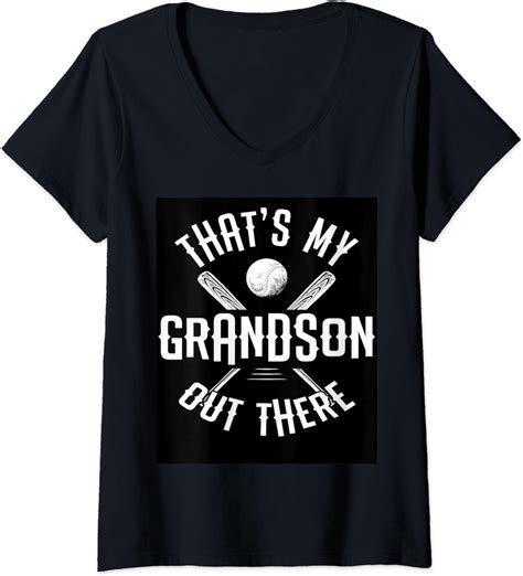 Womens Thats My Grandson Shirt Baseball Grandma Grandpa