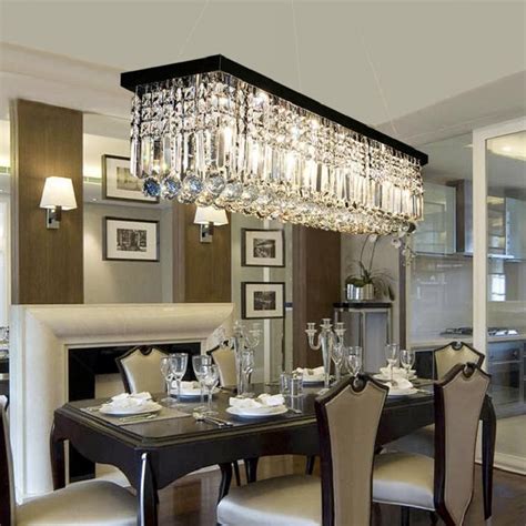 Please remember, there are always exceptions depending on the style of the room, the light fixture and the surface it's hanging above! Rectangular Crystal Chandelier - Dining Room Crystal ...