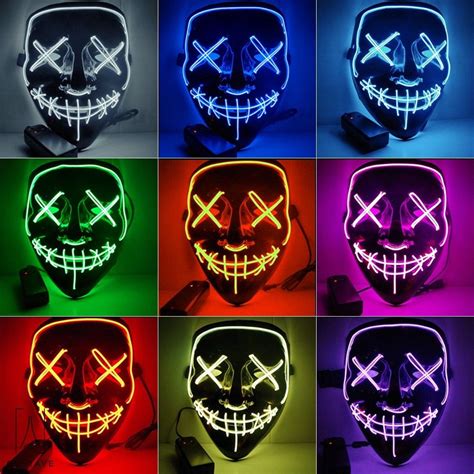 Gustave Halloween Led Glow Mask Aa Battery 4 Lighting Modes Scary El