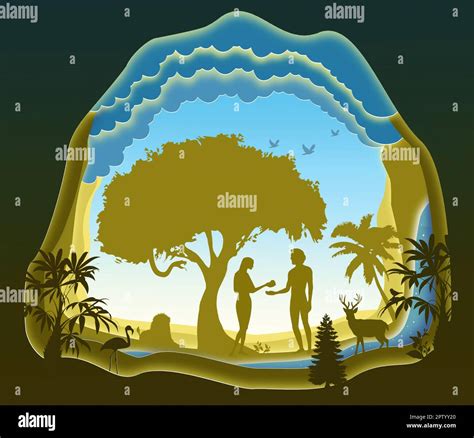 Adam And Eve Garden Of Eden The Fall Of Man Paper Art Bible Story