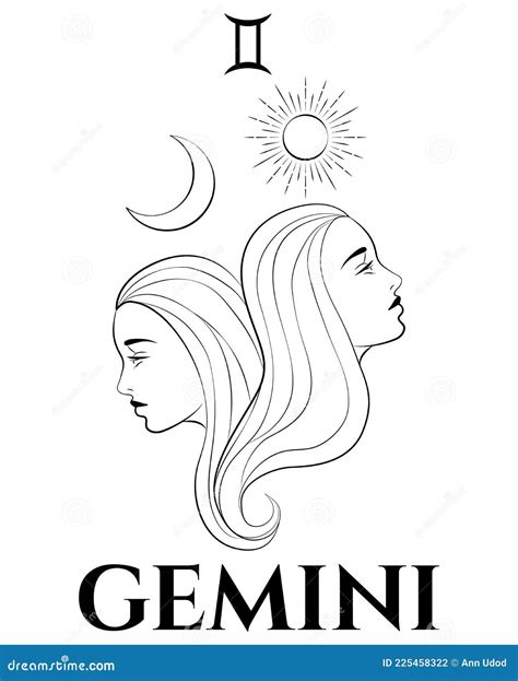 Illustration Vectorielle De Gemini Signe En or Et Noir Couleurs Et