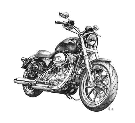 Harley Davidson Superlow Ballpoint Pen Drawing By Taucf Bike Drawing