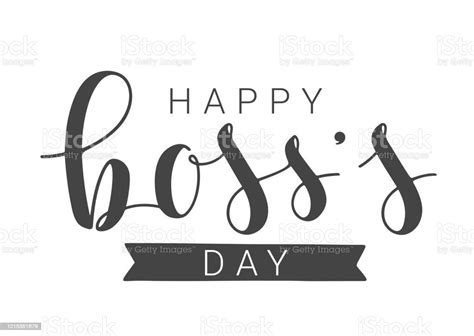 Handwritten Lettering Of Happy Bosss Day On White Background Vector