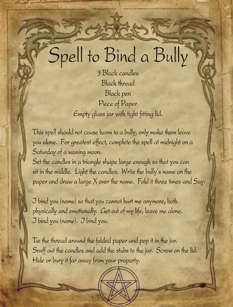 Spell to Bind a Bully for homemade Halloween Spell Book. | Halloween spell book, Halloween 