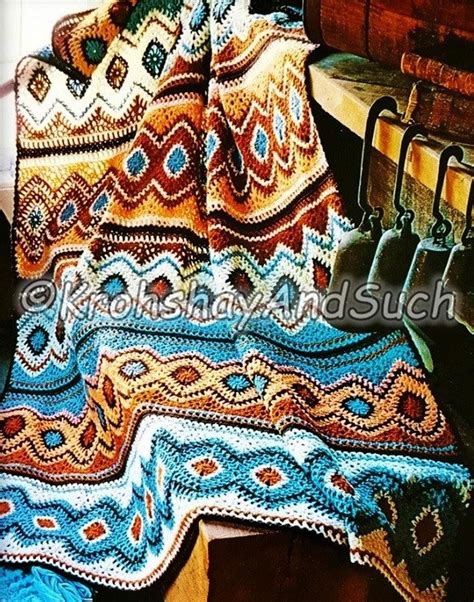 Indian Afghan Navajo Southwest Crochet Pattern Pdf Instant Etsy