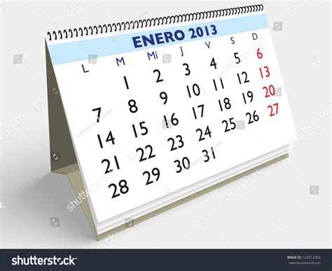 January Month In An Spanish Calendar Year 2013 3d Render Stock Photo