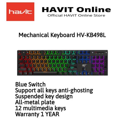 Keyboard Gaming Mechanical Havit Hv Kb498l Blue Switches Shopee Indonesia