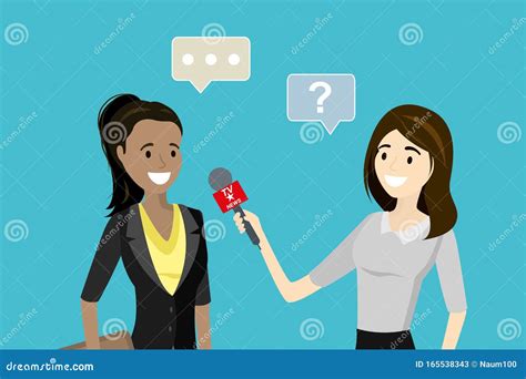 Female Television Reporter With Microphone Interviews Business Woman Stock Vector Illustration