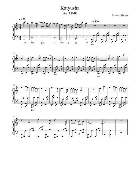 Katyusha For Piano Accordion Sheet Music For Accordion Solo