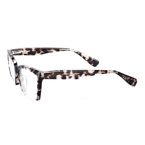 Womens Semi Rimless Eyeglass Frames Leopard Tortoise Fashion Rx Glasses
