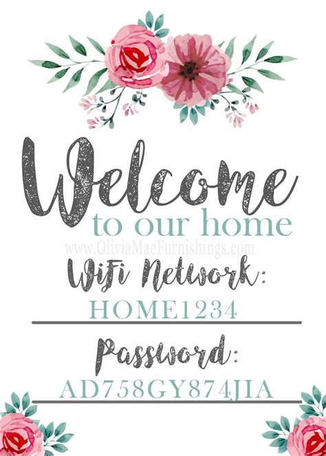 welcome to our home wifi password printable instant download etsy