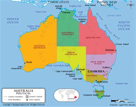 Australia State Map Australia Political Map With Stat