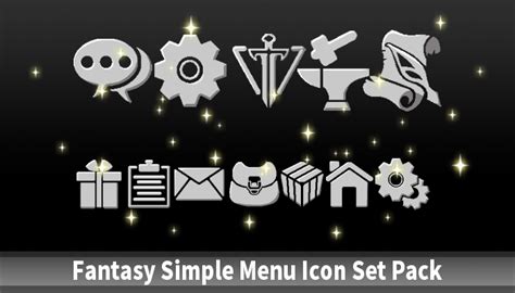 Fantasy Simple Menu Icon Set Pack Gamedev Market