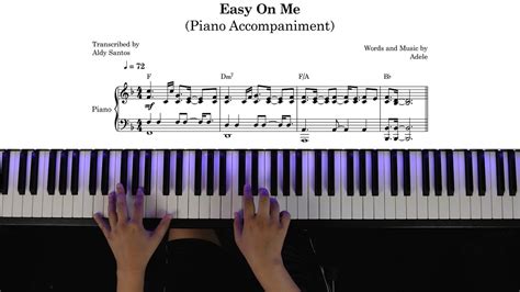 Adele Easy On Me Piano Accompaniment And Sheet Music Youtube