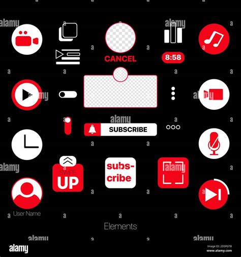 Youtube Elements Set For Video Blog Design Youtube Icons Subscribe