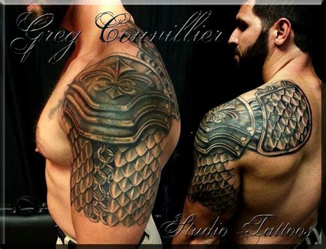 When looking for a tattoo that will have meaning, there are a million symbols out there that would do the trick. Love it!! | Armour tattoo, Shoulder armor tattoo, Armor tattoo