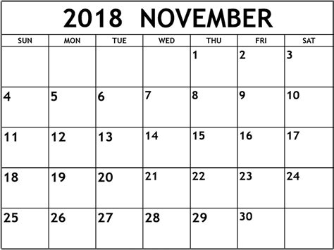 November Calendar Template 2018 Collage Template