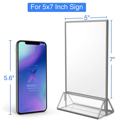 niubee 6pack 5x7 clear acrylic sign holder with sliver borders and vertical stand double sided