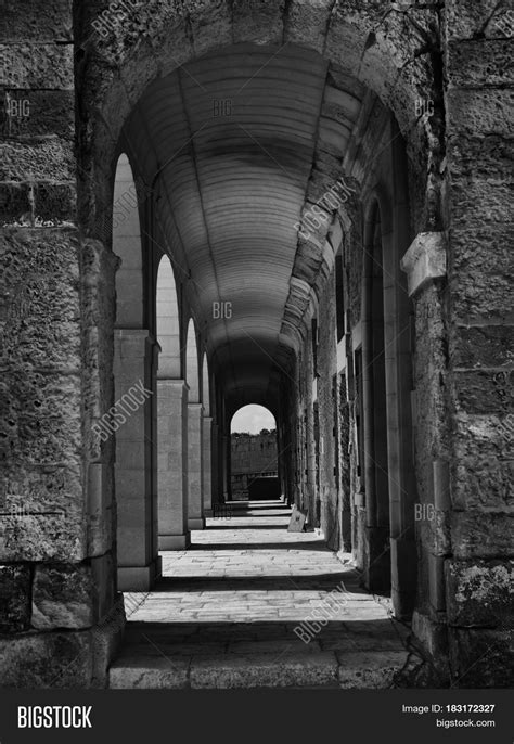 Corridor Columns Black Image And Photo Free Trial Bigstock
