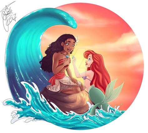 Moana And Ariel By Jostnic Disney Art Disney Princess Art Disney