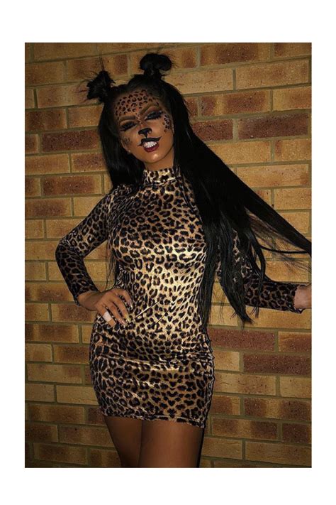 Leopard Print Velvet High Neck Bodycon Dress