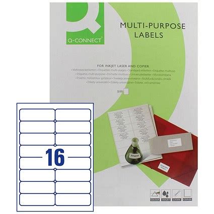 How to print q connect labels. Q-Connect Multi-Purpose Label, 99.1x34mm, 16 per Sheet ...