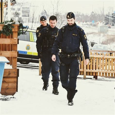 Swedish Policemen Please Police Cops Handsome Sweden Stockholm Swedish Uniform