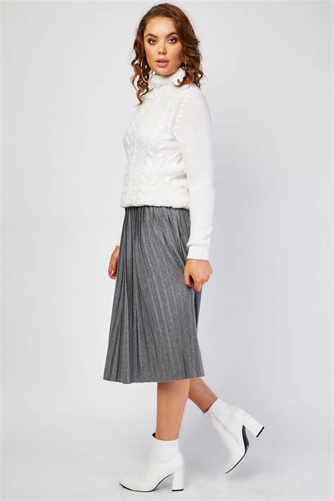 Grey Pleated Midi Skirt Just 7
