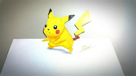 Drawing Pikachu Pokemon Go 3d Trick Art Youtube