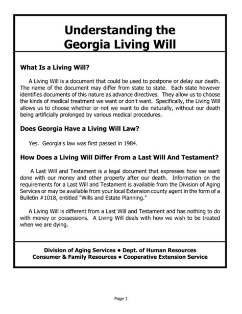 Georgia United States Living Will Form Fill Out Sign Online And
