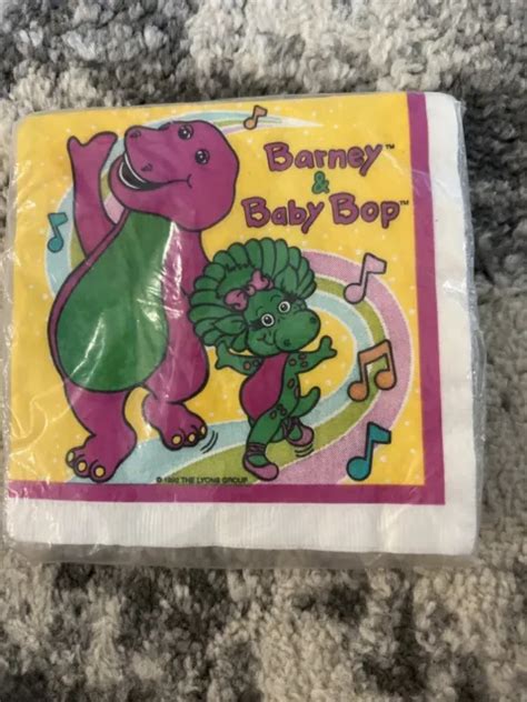 Vintage Unique Barney And Baby Bop Birthday Luncheon Napkins Supplies