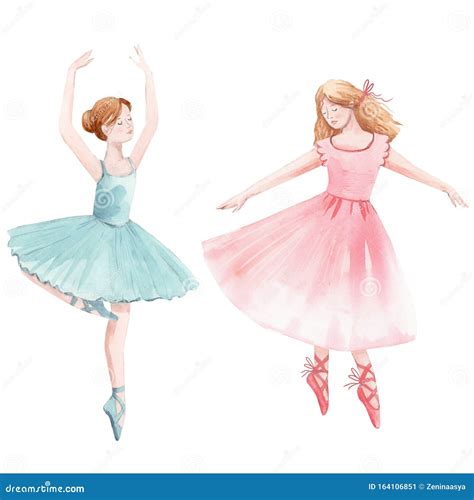 Watercolor Cute Dancing Girls Ballet Nutcracker Ballerina Clip Art