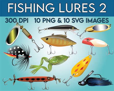 Fishing Lures Clip Art SVG Clipart Fishing Clipart Sports Etsy