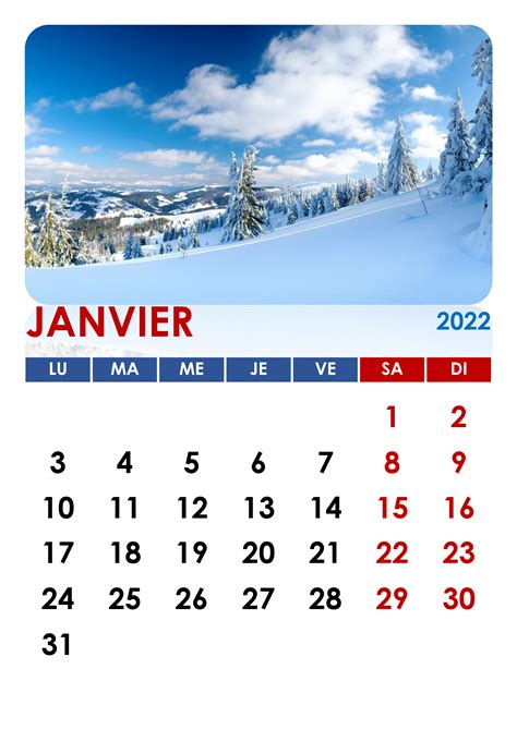 Calendrier janvier 2022 – calendrier.su