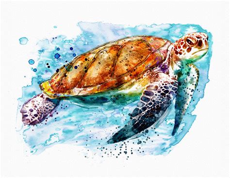 Sea Turtle Painting By Marian Voicu Pixels