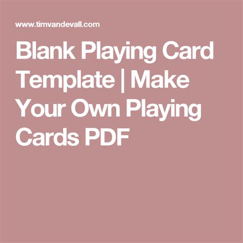 Blank Playing Card Template Make Your Own Playing Cards Pdf Blank