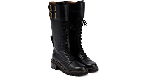 See By Chloé Mallory Leather Combat Boots In Black Lyst