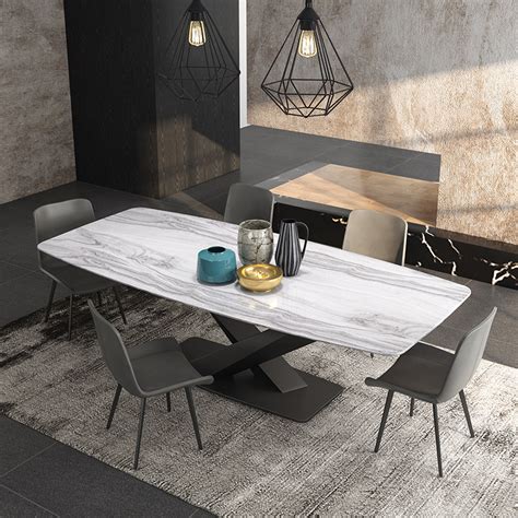 Ceramic Dining Table Rectangular Stainless Steel Ceramic Top Dining Table