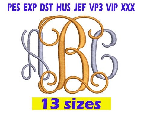 Interlocking Vine Monogram Font Embroidery Instant Download