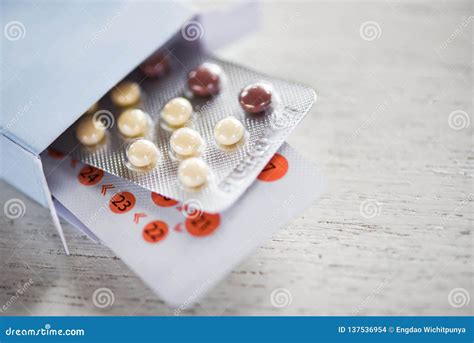 contraceptive pill prevent pregnancy contraception concept birth control on table background